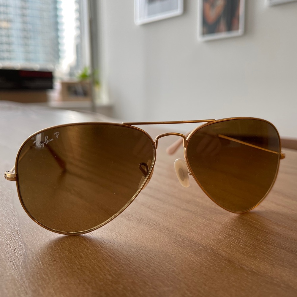 Preloved Gold Rayban Aviators Brown Lens